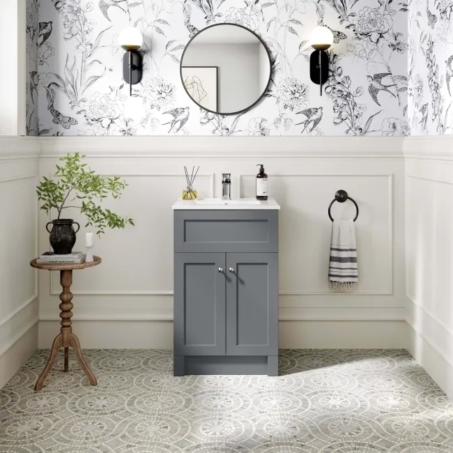 Milos Fog Grey Basin Vanity 500mm - Brushed Handles