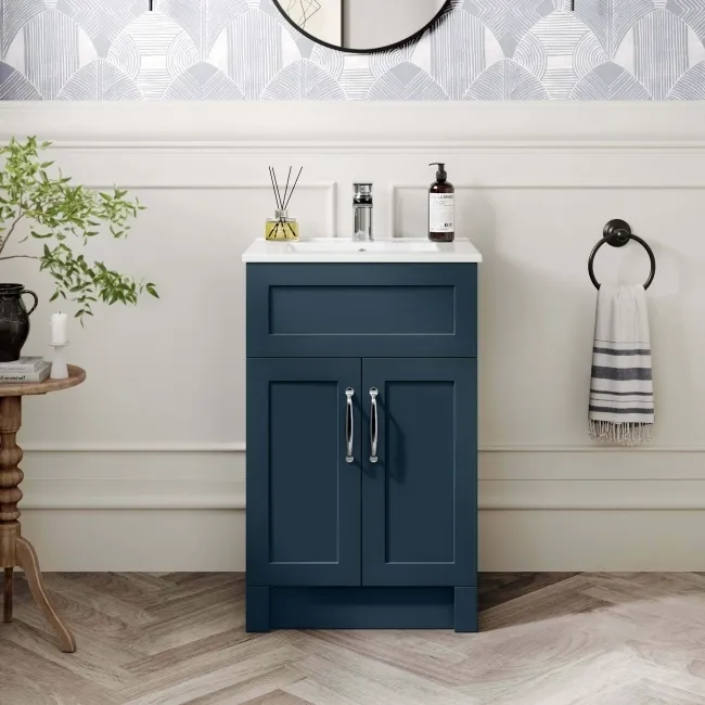 Milos Navy Blue Basin Vanity 500mm - Traditional Handles