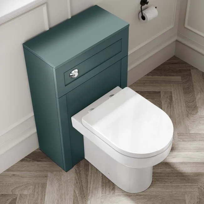 Milos Mystic Green Combination Vanity Basin and Denver Toilet 1300mm - Chrome Handles