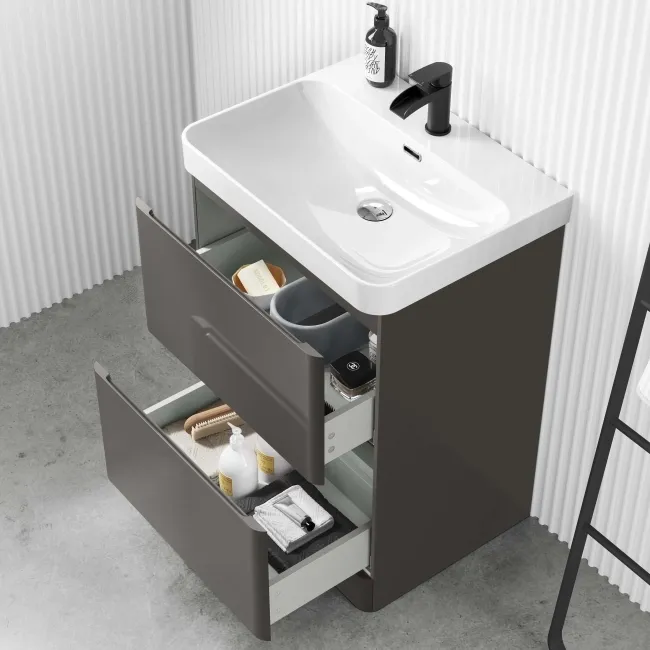 Corsica Tungsten Grey Basin Drawer Vanity 600mm