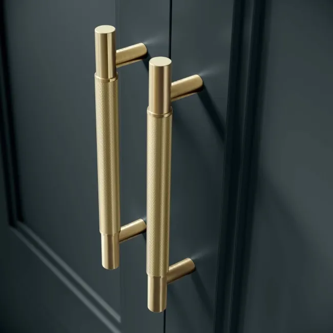 Lucia Inky Blue Basin Vanity 1030mm - Brass Knurled Handles