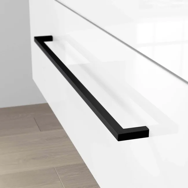 Elba Gloss White Wall Hung Drawer Vanity with Marble Top & Cody Basin 1000mm - Black Accents