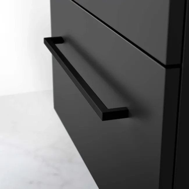 Elba Matt Black Wall Hung Basin Drawer Vanity 600mm
