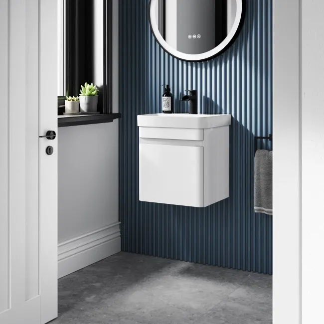 Corsica Gloss White Wall Hung Slimline Basin Vanity 400mm
