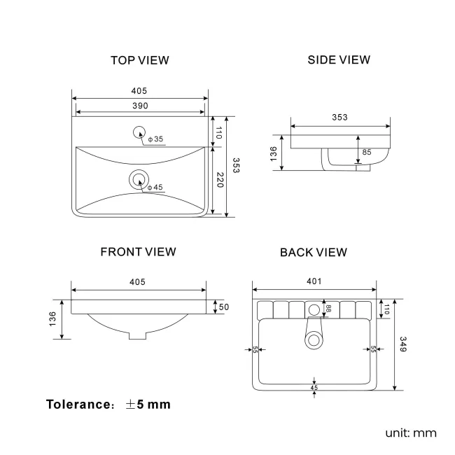 Corsica Tungsten Grey Wall Hung Slimline Basin Vanity 400mm