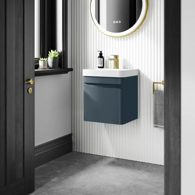 Corsica Inky Blue Wall Hung Slimline Basin Vanity 400mm