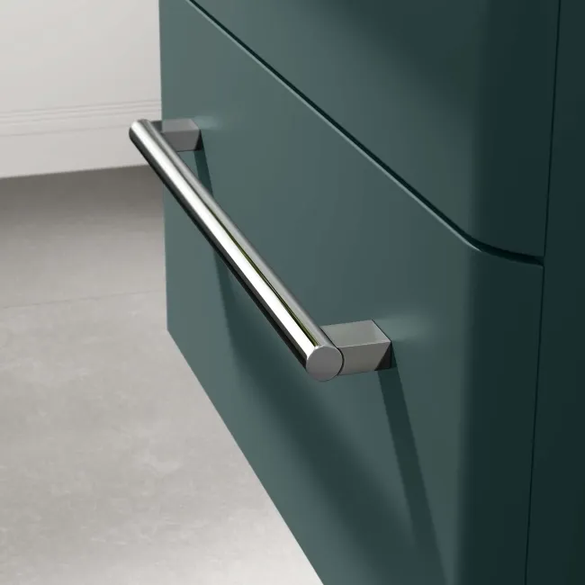 Omaha Mystic Green Wall Hung Drawer Vanity with Marble Top & Curved Counter Top Basin 600mm