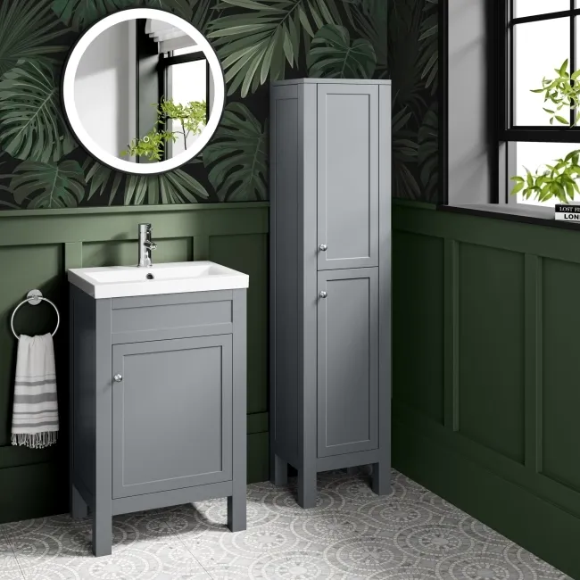 Bermuda Dove Grey Floor Standing Tall Cabinet 1500x350mm