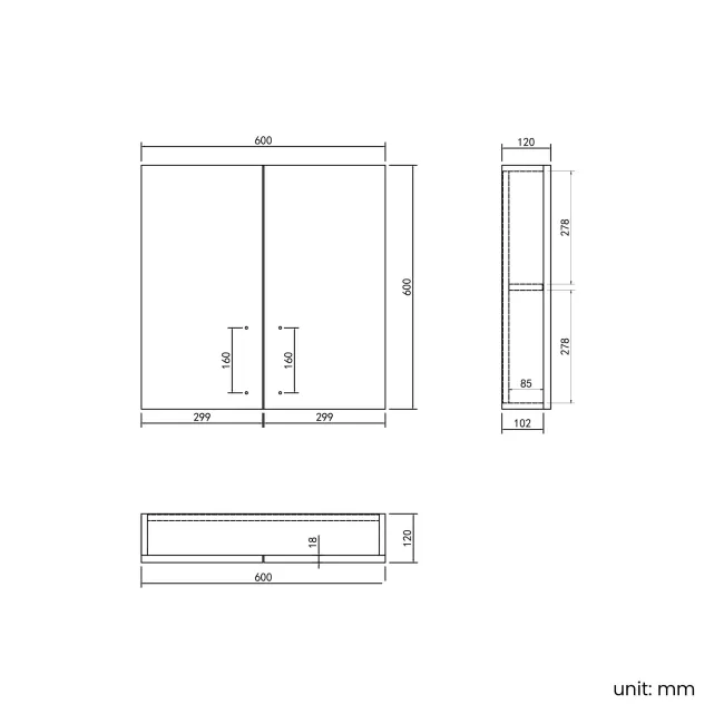 Harper Stone Grey Wall Hung Cabinet 600x600mm