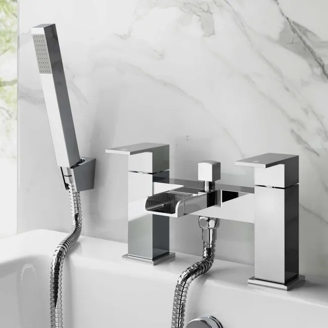 Avon Chrome Waterfall Basin & Shower Bath Mixer Tap Set
