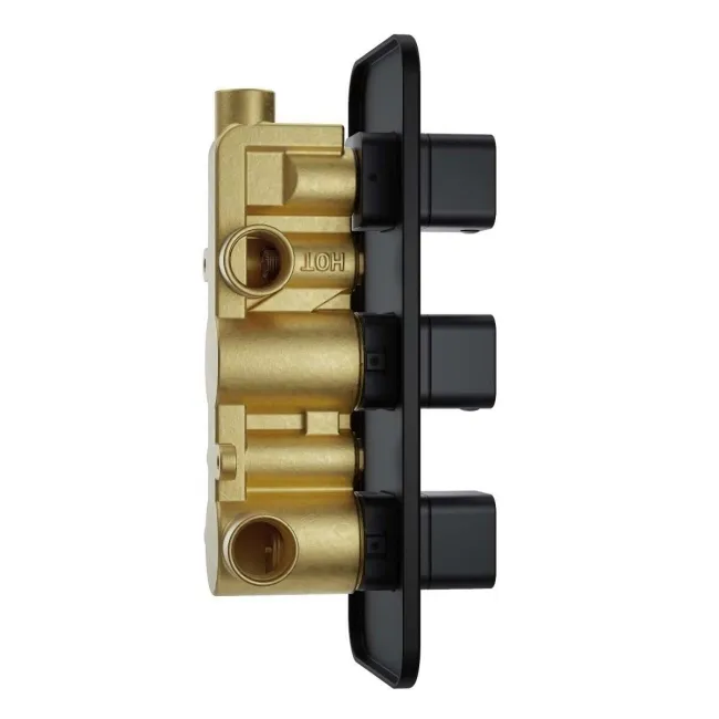 Galway Premium Matt Black Square Thermostatic Set - 300mm Head, Hand Shower & Body Jets