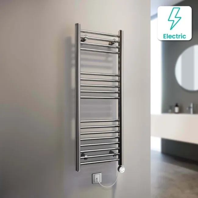 Barcelona Electric Chrome Straight Heated Towel Rail 1200x400mm