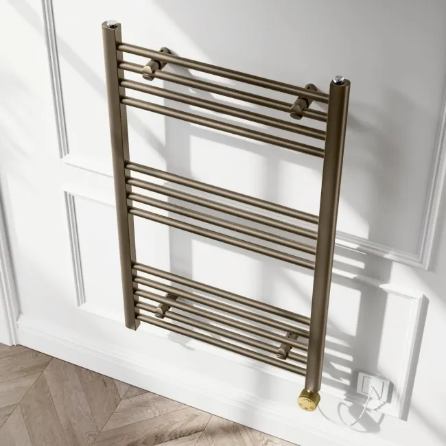 Barcelona Electric Antique Gold Straight Heated Towel Rail 1000x600mm
