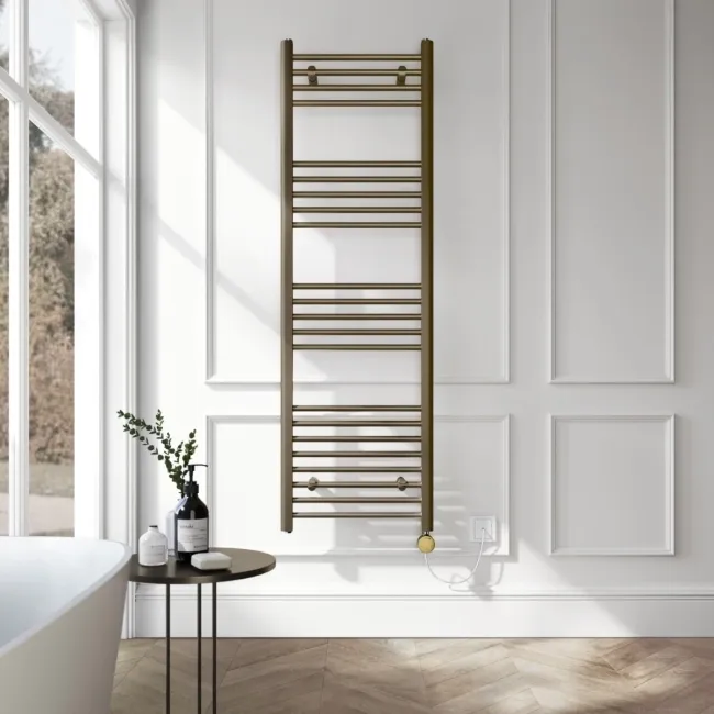 Barcelona Electric Antique Gold Straight Heated Towel Rail 1600x500mm