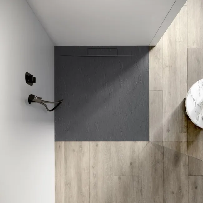 Tokyo Square Matt Grey Slate Texture Stone Shower Tray 800x800mm