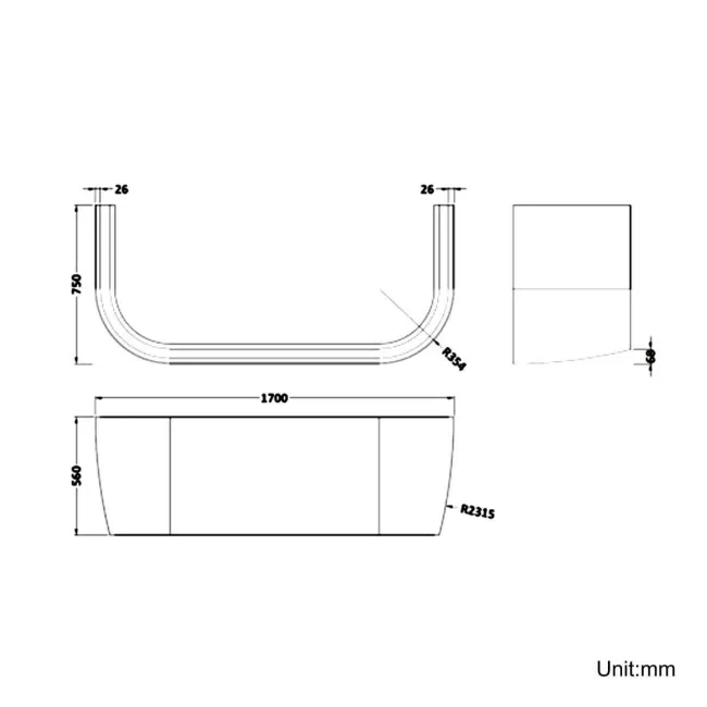 Stafford Essential 1700mm Back To Wall Bath