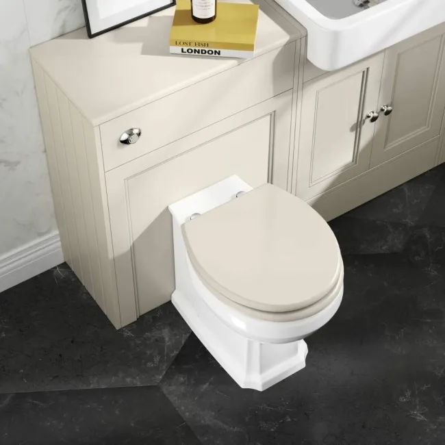 Hudson Traditional Back To Wall Toilet With Chalk White Wooden Seat