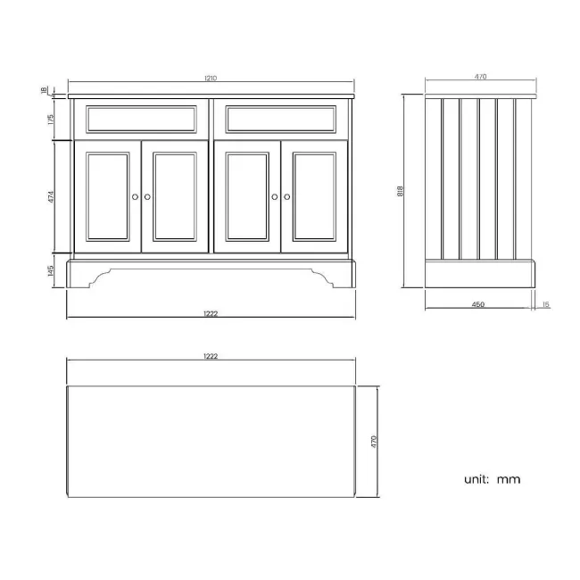 Lucia Chalk White Cabinet with Oak Effect Top 1200mm - Excludes Counter Top Basins