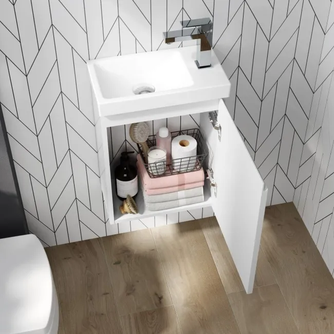 Trent Gloss White Cloakroom Wall Hung Basin Vanity 400mm