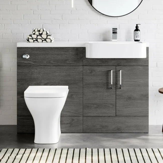 Harper Charcoal Elm Combination Vanity Basin and Atlanta Toilet 1200mm - Right Handed
