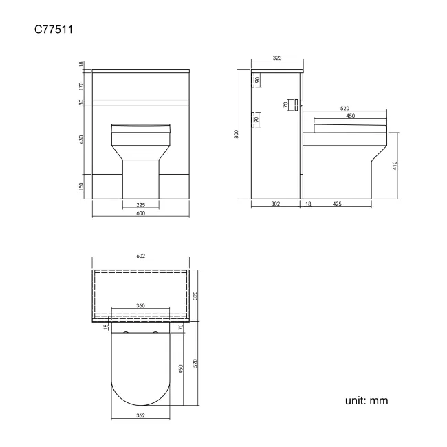 Foster Stone Grey Back To Wall Unit and Denver Toilet