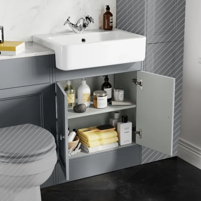 Monaco Dove Grey Combination Vanity Basin with Marble Top 1200mm (Excludes Pan & Cistern)