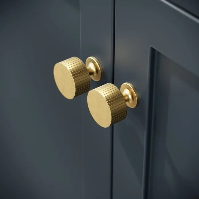 Bermuda Inky Blue Basin Vanity 600mm - Brushed Brass Accents