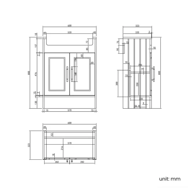 Monaco Dove Grey Combination Vanity Traditional Basin and Boston Toilet 1500mm - Brass Knurled Handles