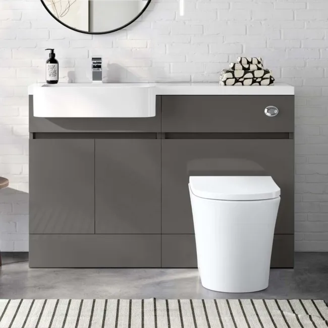 Foster Tungsten Grey Combination Vanity Basin and Tucson Toilet 1200mm - Left Handed