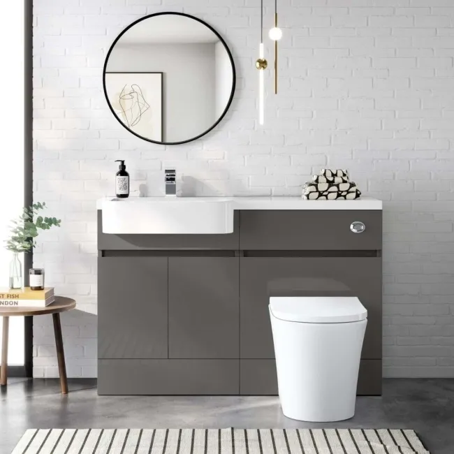 Foster Tungsten Grey Combination Vanity Basin and Tucson Toilet 1200mm - Left Handed