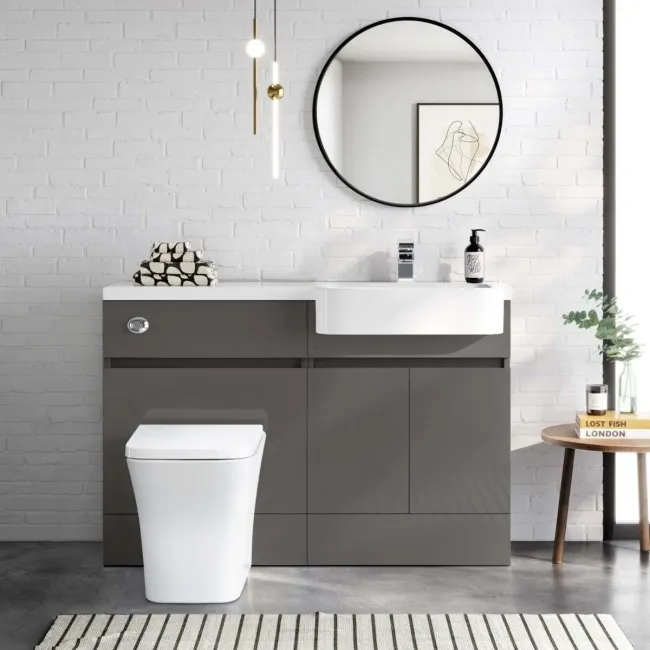 Foster Tungsten Grey Combination Vanity Basin and Houston Toilet 1200mm - Right Handed