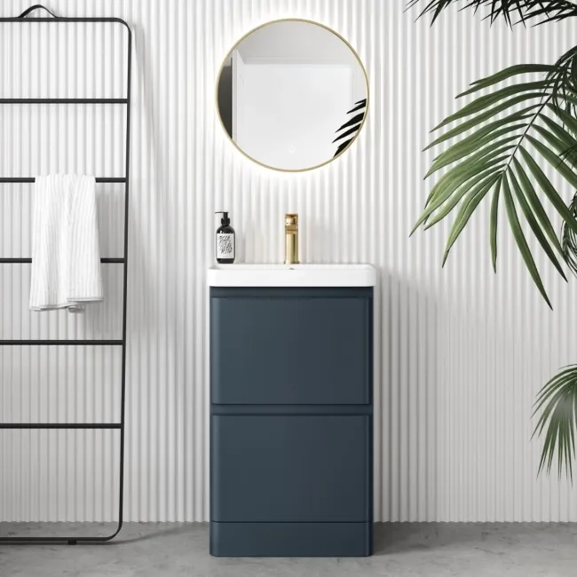 Corsica Inky Blue Slimline Basin Drawer Vanity 500mm