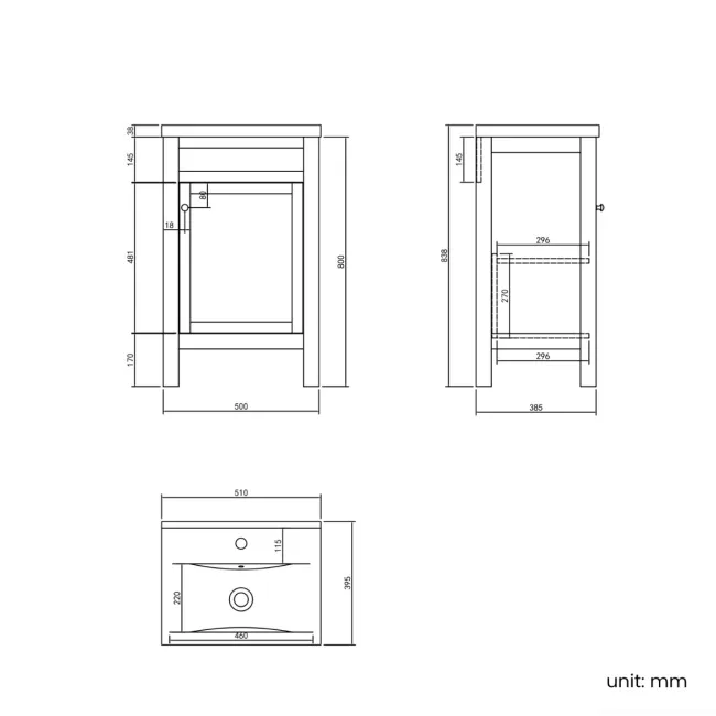 Bermuda Midnight Green Basin Vanity 500mm