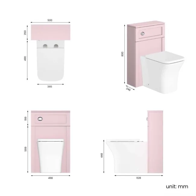 Traditional Cashmere Pink Slimline Back To Wall Unit and Houston Toilet