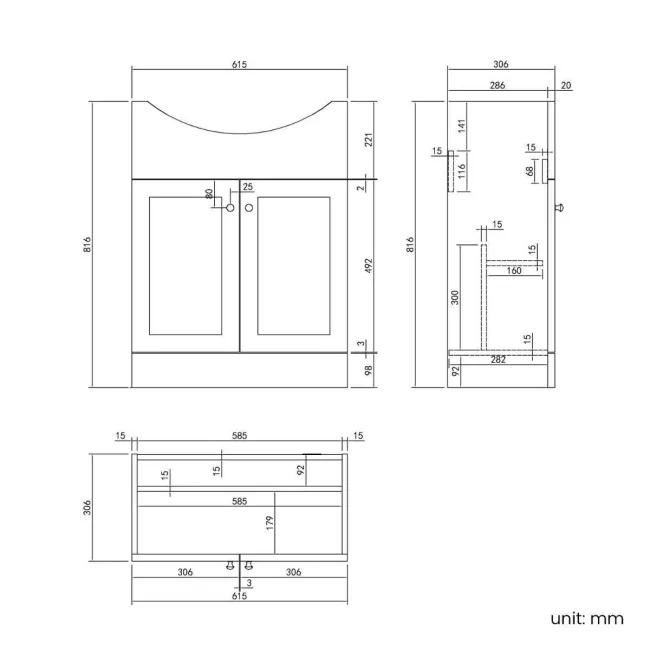 Capri Slate Grey Combination Vanity Basin and Denver Toilet 1150mm - Chrome Handles