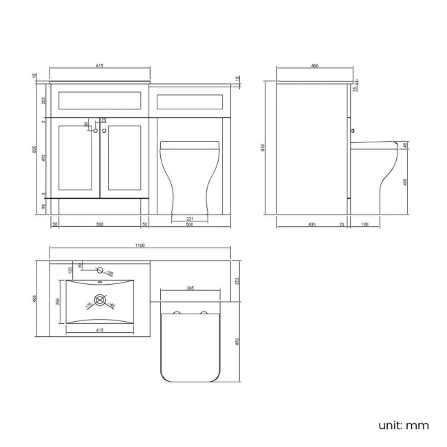 Milos Mystic Green Combination Vanity Basin and Houston Toilet 1100mm - Chrome Handles