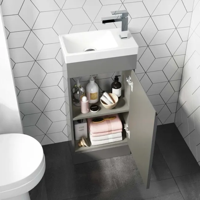 Trent Stone Grey Cloakroom Floor Standing Basin Vanity 400mm and Toilet Set