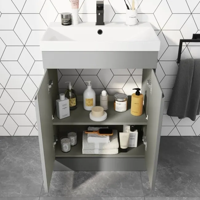 Trent Stone Grey Basin Vanity 600mm and Toilet Set
