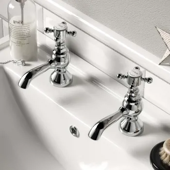 Thames Traditional Chrome Hot & Cold Basin Taps