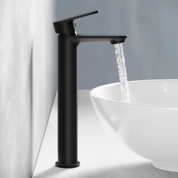 Avill Matt Black High Rise Basin Mixer Tap