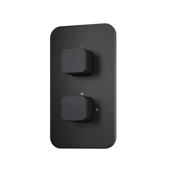 Galway Premium Matt Black Square Thermostatic Shower Valve - 1 Outlet
