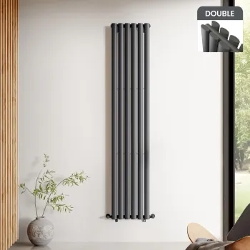 Marbella Anthracite Double Oval Panel Radiator 1800x360mm