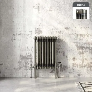 Athens Raw Metal Triple Column Horizontal Traditional Radiator 600x425mm