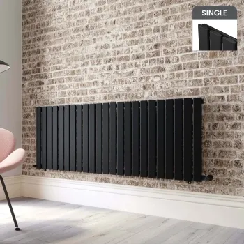 Faro Matt Black Single Flat Panel Horizontal Radiator 600x1610mm