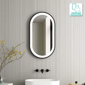 Darci Black Framed Illuminated LED Mirror 900x500mm