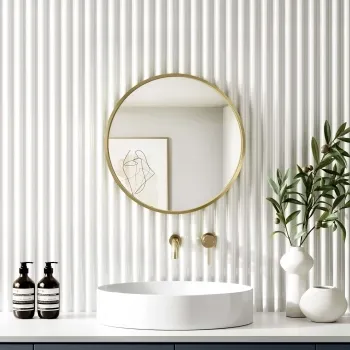 Mollie Brushed Brass Round Bathroom Mirror 500mm