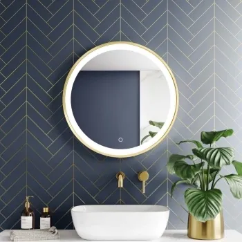 Mollie Brushed Brass Round Illuminated LED Mirror 600mm