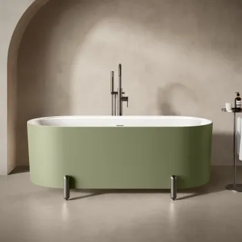 Shore 1700 Matt Green Freestanding Bath - Gunmetal Feet