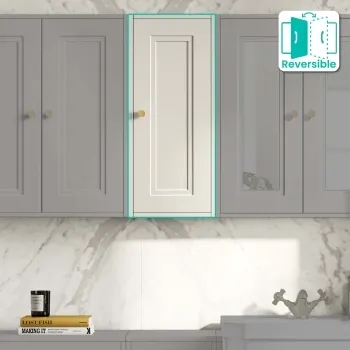 Chalk White Wall Hung Cabinet 700x300mm - Brushed Brass Accents