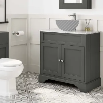 Lucia Graphite Grey Cabinet with Marble Top 840mm - Excludes Counter Top Basin